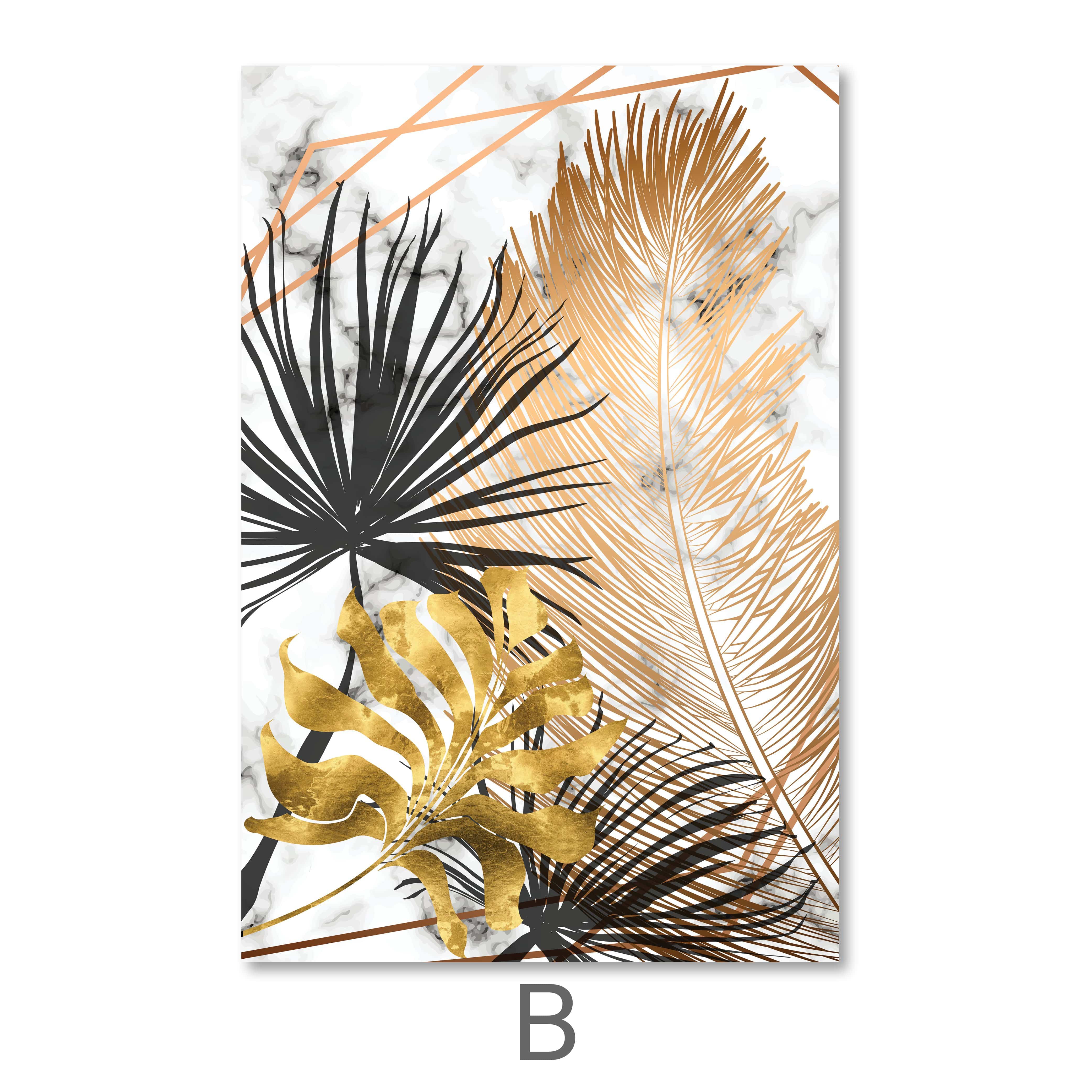Shining Leaf Canvas Art B / 40 x 60cm / Unframed Canvas Print Clock Canvas