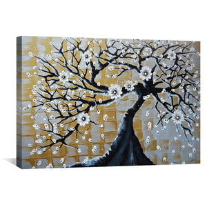 Silver Gold Bonsai Canvas Temlate Art Clock Canvas