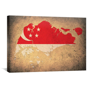 Singapore Canvas Art 45 x 30cm / Unframed Canvas Print Clock Canvas