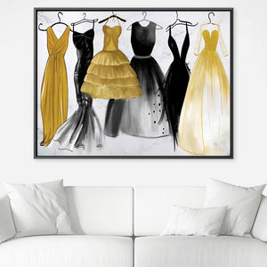 Sketched Dresses Canvas Art Clock Canvas