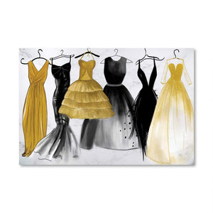 Sketched Dresses Canvas Art Clock Canvas