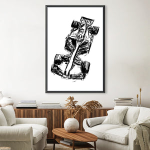 Sketched Formula One Art 30 x 45cm / Unframed Canvas Print Clock Canvas