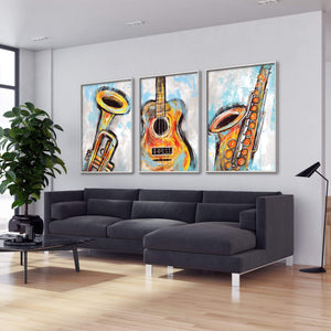 Sketched Instruments Canvas Art Clock Canvas