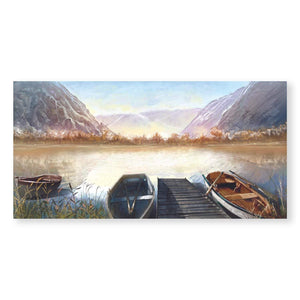 Sketched Lakeside Canvas Art Clock Canvas