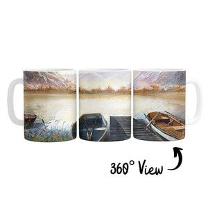 Sketched Lakeside Mug Mug White Clock Canvas