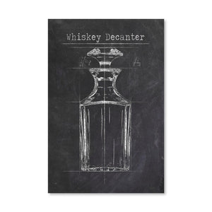 Sketched Whiskey Canvas Art Clock Canvas