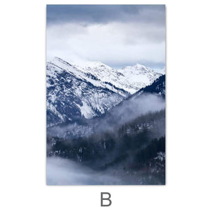 Snowy Mountain Canvas Art B / 40 x 50cm / No Board - Canvas Print Only Clock Canvas