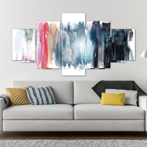 Spectrum Strokes Canvas - 5 Panel Art 5 Panel / Large / Standard Gallery Wrap Clock Canvas