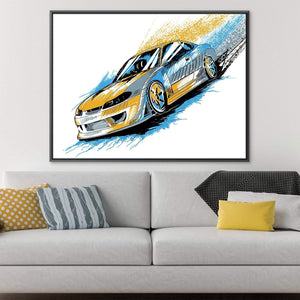 Speed Yellow Canvas Art Clock Canvas