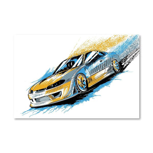 Speed Yellow Canvas Art Clock Canvas