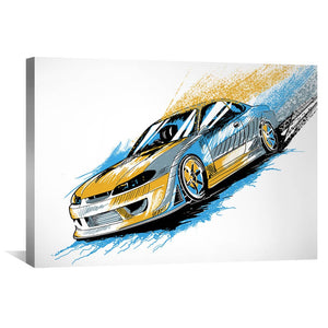 Speed Yellow Canvas Art 45 x 30cm / Unframed Canvas Print Clock Canvas