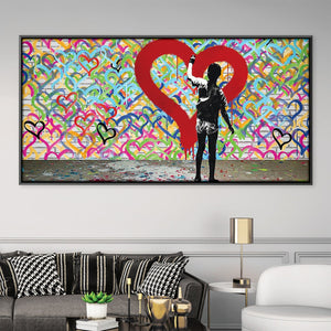 Sprayed Love Canvas Art Clock Canvas