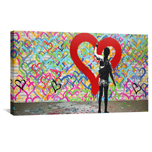 Sprayed Love Canvas Art Clock Canvas