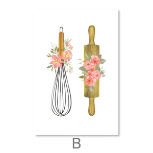 Spring Kitchen Canvas Art B / 30 x 45cm / Unframed Canvas Print Clock Canvas