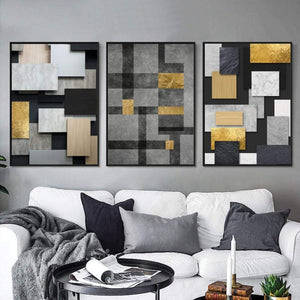 Square Space Canvas Art Set of 3 / 40 x 60cm / Unframed Canvas Print Clock Canvas