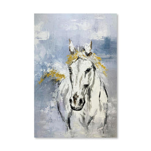 Stallion Horizon Oil Painting Oil Clock Canvas