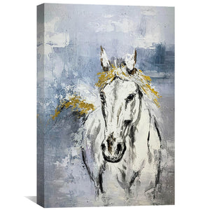Stallion Horizon Oil Painting Oil Clock Canvas