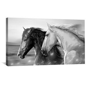 Stallions Canvas Art Clock Canvas