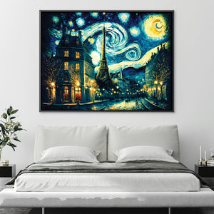 Starry Eiffel Tower Canvas Art Clock Canvas