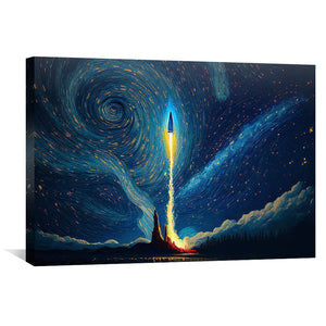 Starry Launch Canvas Art Clock Canvas