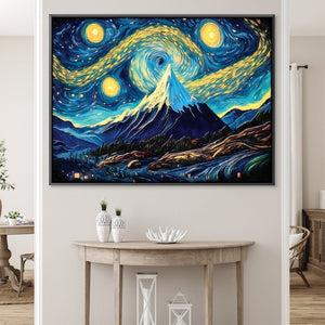 Starry Mountain Landscape Canvas Art Clock Canvas