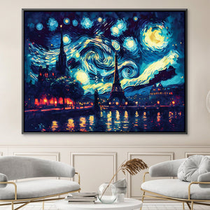 Starry Paris Views Canvas Art Clock Canvas