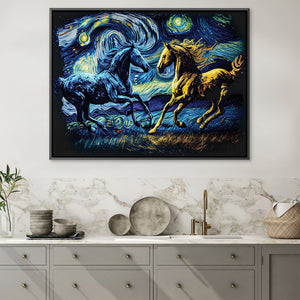 Starry Stallions Canvas Art Clock Canvas