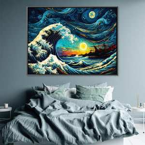 Starry Wave Off Kanagawa Canvas Art Clock Canvas