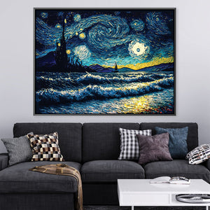 Starry Waves Canvas Art Clock Canvas
