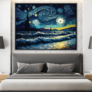 Starry Waves Canvas Art Clock Canvas