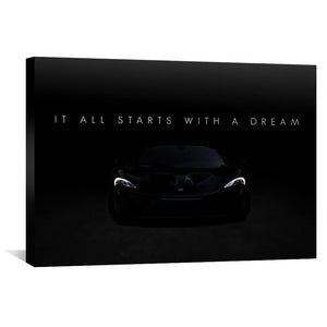 Starts With a Dream - McL Canvas Art 45 x 30cm / Unframed Canvas Print Clock Canvas