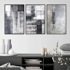 Stone Canvas Art Set of 3 / 40 x 60cm / Standard Gallery Wrap Clock Canvas