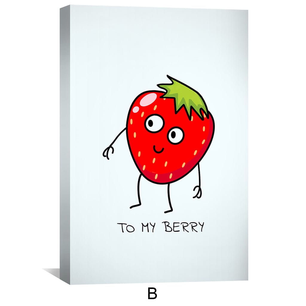 Straw to Berry Love Canvas Art Clock Canvas