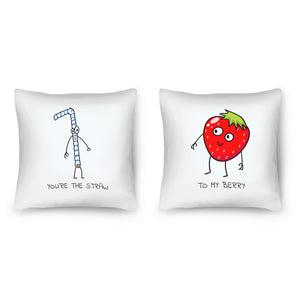 Straw to My Berry Cushion Cushion Clock Canvas