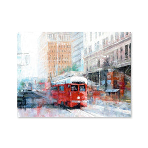 Street Car Days Oil Painting Oil Clock Canvas