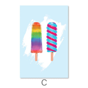 Summer Popsicles Canvas Art C / 30 x 45cm / Unframed Canvas Print Clock Canvas