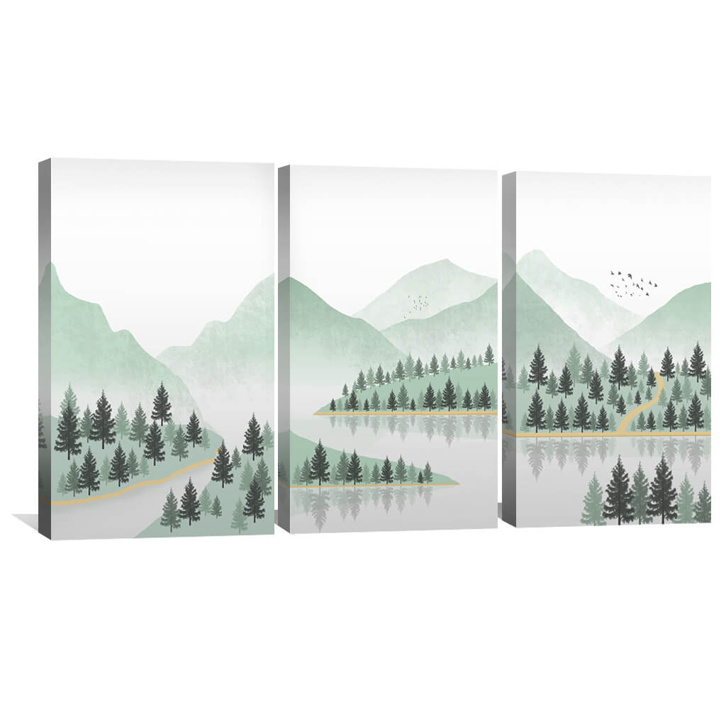 Summer Wilderness Canvas Art Set of 3 / 40 x 60cm / Unframed Canvas Print Clock Canvas