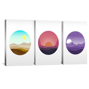 Sunny Plains Canvas Art Set of 3 / 30 x 45cm / Unframed Canvas Print Clock Canvas