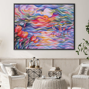 Sunset Tulips Canvas Art Clock Canvas