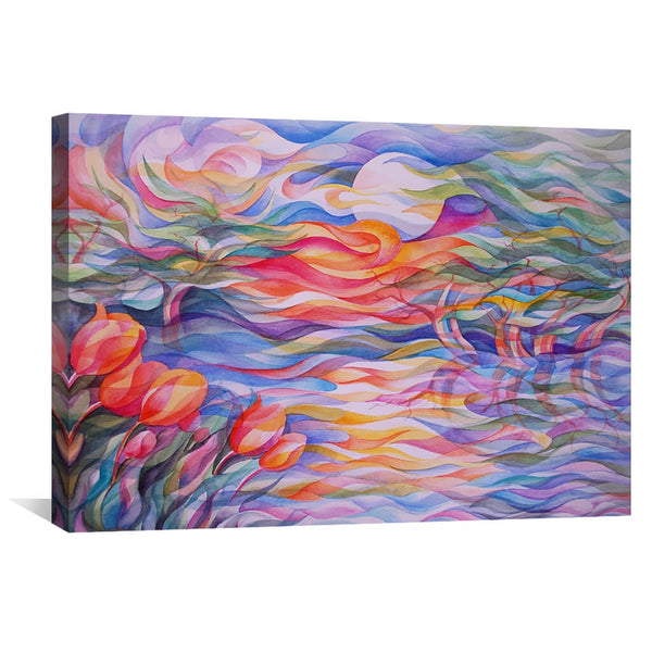 Sunset Tulips Canvas Art 45 x 30cm / Unframed Canvas Print Clock Canvas