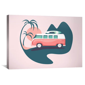 Surf Van Vacation Canvas Art 45 x 30cm / Unframed Canvas Print Clock Canvas