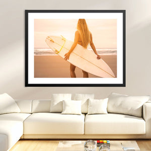 Surfer Girl Print Art Clock Canvas