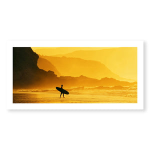 Surfer Sunset Print Art Clock Canvas