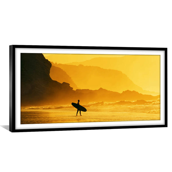 Surfer Sunset Print Art 50 x 25cm / Unframed Print Clock Canvas
