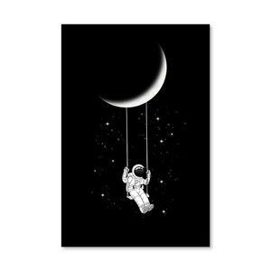 Swinging Astronaut Canvas Art Clock Canvas
