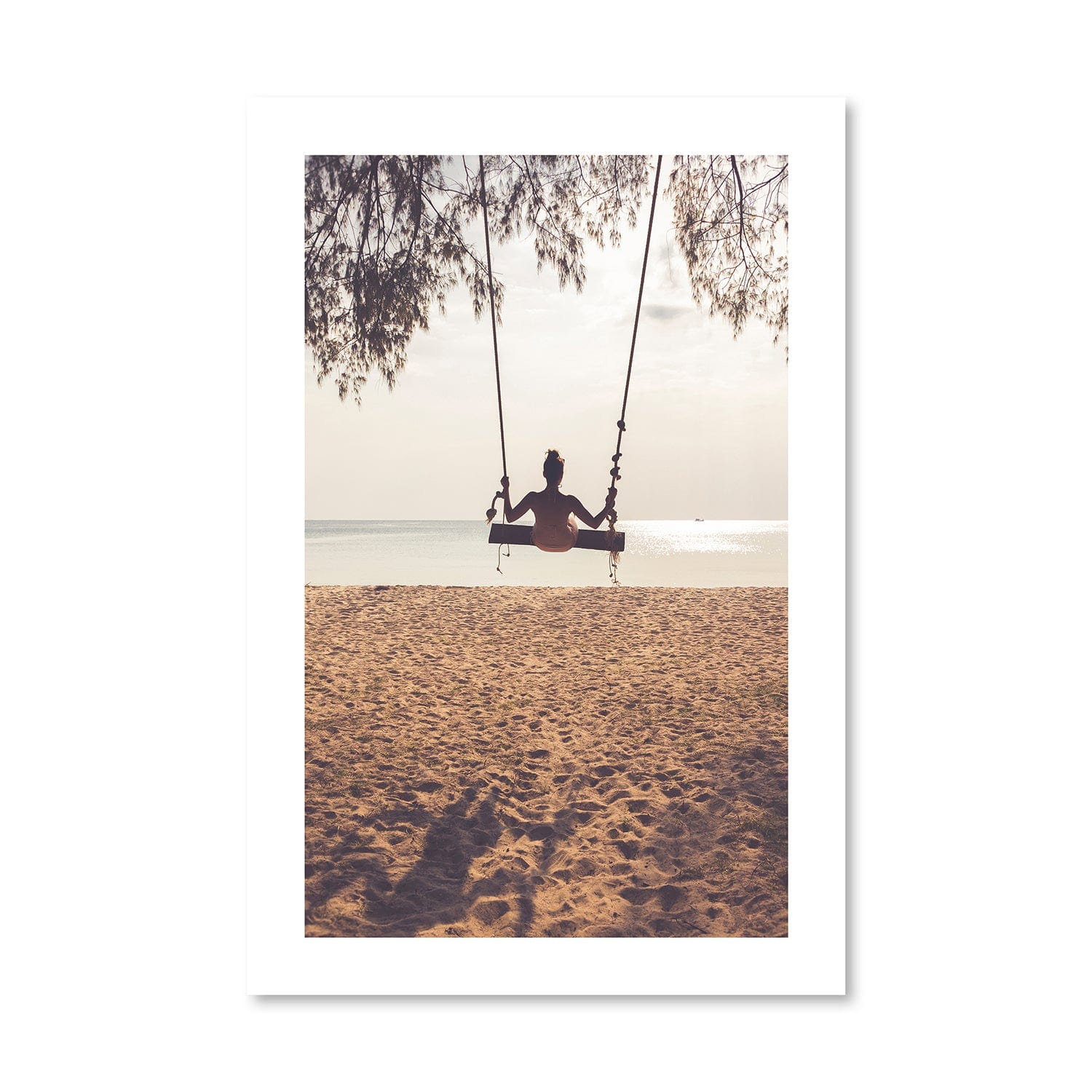 Swinging Beach Print Art Clock Canvas