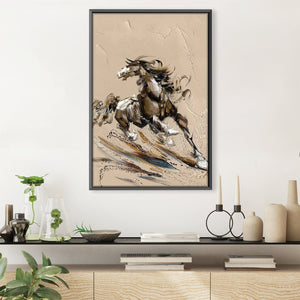Swirling Stallion Oil Painting Oil 30 x 45cm / Oil Painting Clock Canvas