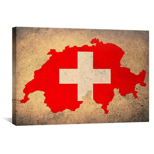 Switzerland Canvas Art 45 x 30cm / Unframed Canvas Print Clock Canvas