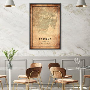 Sydney Vintage Map Canvas Art Clock Canvas