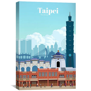 Taipei Canvas - Studio 324 Art 30 x 45cm / Unframed Canvas Print Clock Canvas